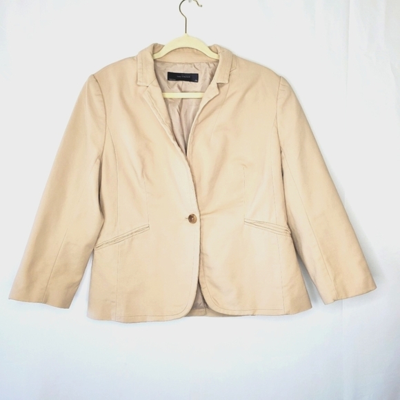 The Limited Jackets & Blazers - The Limited Fitted Hourglass Blazer XL Tall 3/4 Sleeves Lined Neutral Jacket